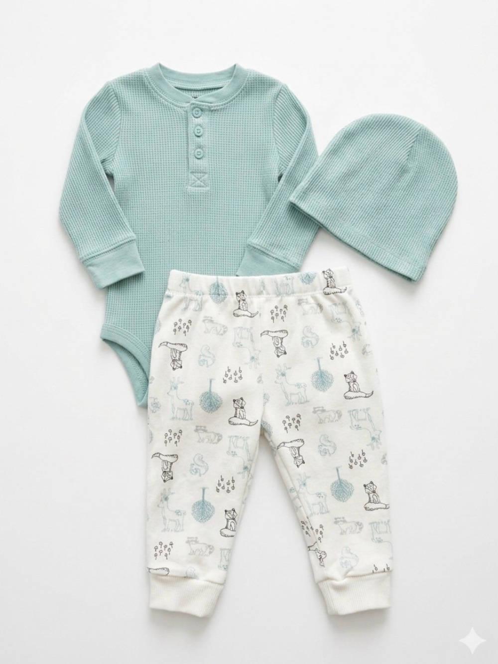 Long-Sleeve Teal Ribbed Baby 3 Piece Baby Boy Outfit